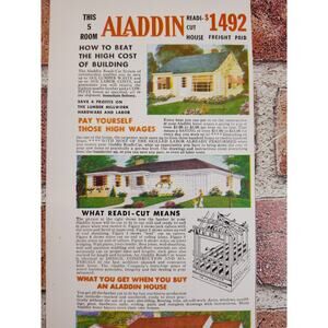 1950 Aladdin Readi-Cut Homes‎ MCM Affordable Housing Homeownership Vtg Print Ad